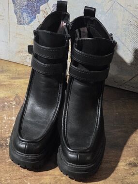 Sam & Libby Black Combat Moto Boots